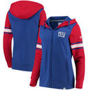 New York Giants NFL Pro Line by Fanatics Branded Women's Iconic Fleece Full-Zip Hoodie – Royal/Red