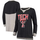 Texas Tech Red Raiders Women's Striped Panel Oversized Long Sleeve Tri-Blend Tunic Shirt - Heathered Charcoal