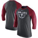 Philadelphia Phillies Nike Tri-Blend 3/4-Sleeve Raglan T-Shirt – Heathered Charcoal