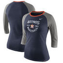 Houston Astros Nike Women's Tri-Blend Raglan 3/4-Sleeve T-Shirt – Heathered Navy