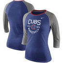 Chicago Cubs Nike Women's Tri-Blend Raglan 3/4-Sleeve T-Shirt – Heathered Royal