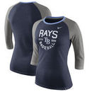 Tampa Bay Rays Nike Women's Tri-Blend Raglan 3/4-Sleeve T-Shirt – Heathered Navy