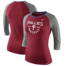 Philadelphia Phillies Nike Women's Tri-Blend Raglan 3/4-Sleeve T-Shirt – Heathered Red