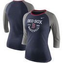 Boston Red Sox Nike Women's Tri-Blend Raglan 3/4-Sleeve T-Shirt – Heathered Navy
