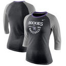 Colorado Rockies Nike Women's Tri-Blend Raglan 3/4-Sleeve T-Shirt – Heathered Black