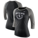 Chicago White Sox Nike Women's Tri-Blend Raglan 3/4-Sleeve T-Shirt – Heathered Black