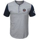 Detroit Tigers Majestic Cooperstown Collection Pinstripe Henley T-Shirt - Gray/Navy
