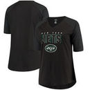 New York Jets Majestic Women's Plus Size Team Logo Half-Sleeve Raglan V-Neck T-Shirt - Charcoal/Heathered Gray