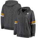 Pittsburgh Steelers Majestic Women's Plus Size Athletic Tradition Team Wordmark Full-Zip Hoodie – Gray