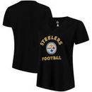 Pittsburgh Steelers Majestic Women's Plus Size V-Neck T-Shirt - Black