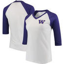 Washington Huskies Women's League Camp Baseball V-Neck T-Shirt - White/Purple