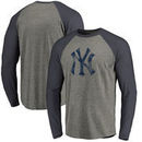 New York Yankees Fanatics Branded Team Tri-Blend Long Sleeve T-Shirt - Heathered Gray/Heathered Navy