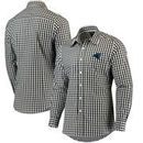 Carolina Panthers Antigua National Woven Long Sleeve Button-Down Shirt - Black/White