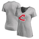 Cleveland Indians Fanatics Branded Women's Cooperstown Collection Huntington V-Neck T-Shirt - Heathered Gray