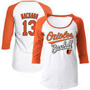 Manny Machado Baltimore Orioles 5th & Ocean by New Era Women's Glitter 3/4-Sleeve Raglan T-Shirt - White/Orange