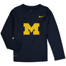 Michigan Wolverines Nike Youth Legend Logo Long Sleeve Performance T-Shirt - Heathered Navy