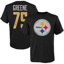 Joe Greene #75 Pittsburgh Steelers Youth Retired Player Distressed Current Logo Name & Number T-Shirt - Black