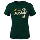 Aaron Rodgers Green Bay Packers Girls Youth Glitter Live Love Team Player Name & Number T-Shirt - Green