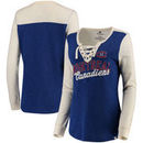 Montreal Canadiens Fanatics Branded Women's True Classics Lace-Up Long Sleeve T-Shirt - Navy/White
