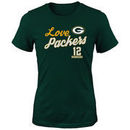 Aaron Rodgers Green Bay Packers Girls Preschool Glitter Live Love Team Player Name & Number T-Shirt - Green