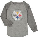 Pittsburgh Steelers NFL Pro Line by Fanatics Branded Youth Tri-Blend Raglan Long Sleeve T-Shirt - Heathered Gray
