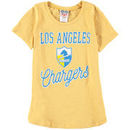 Los Angeles Chargers Junk Food Girls Youth Script T-Shirt - Gold