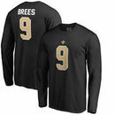 Drew Brees New Orleans Saints NFL Pro Line by Fanatics Branded Authentic Stack Name & Number Long Sleeve T-Shirt – Black