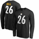 Le'Veon Bell Pittsburgh Steelers NFL Pro Line by Fanatics Branded Authentic Stack Name & Number Long Sleeve T-Shirt – Black