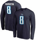 Marcus Mariota Tennessee Titans NFL Pro Line by Fanatics Branded Authentic Stack Name & Number Long Sleeve T-Shirt – Navy