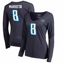 Marcus Mariota Tennessee Titans NFL Pro Line by Fanatics Branded Women's Authentic Stack Name & Number Long Sleeve V-Neck T-Shir
