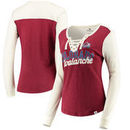 Colorado Avalanche Fanatics Branded Women's True Classics Lace-Up Long Sleeve T-Shirt - Burgundy/White
