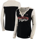 Philadelphia Flyers Fanatics Branded Women's True Classics Lace-Up Long Sleeve T-Shirt – Black/White