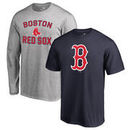 Boston Red Sox Fanatics Branded Big & Tall Short Sleeve and Long Sleeve T-Shirt Gift Bundle - Navy/Heathered Gray