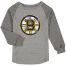 Boston Bruins Fanatics Branded Youth Distressed Alternate Long Sleeve Raglan Tri-Blend T-Shirt – Heathered Gray