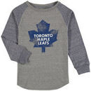 Toronto Maple Leafs Fanatics Branded Youth Distressed Alternate Long Sleeve Raglan Tri-Blend T-Shirt – Heathered Gray