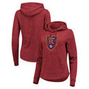 Real Salt Lake Fanatics Branded Women's Distressed Team Speckled Fleece Pullover Hoodie – Red