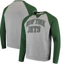 New York Jets Junk Food Formation Fleece Crew Pullover Sweatshirt - Heathered Gray/Green