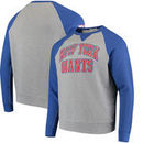 New York Giants Junk Food Formation Fleece Crew Pullover Sweatshirt - Heathered Gray/Royal