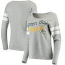 Green Bay Packers Junk Food Women's Champion Hi Low Hem Fleece Crew Neck Sweatshirt - Heathered Gray