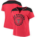 Texas Tech Red Raiders Women's Plus Size Notch Neck T-Shirt - Heathered Red