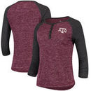 Texas A&M Aggies Colosseum Women's Slopsestyle Three-Quarter Sleeve Henley T-Shirt - Heathered Maroon
