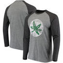 Ohio State Buckeyes Buckeye Leaf Long Sleeve Raglan T-Shirt - Charcoal/Heathered Black