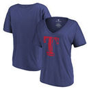 Texas Rangers Let Loose by RNL Women's Distressed Primary Logo T-Shirt - Navy