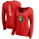 Erik Karlsson Ottawa Senators Fanatics Branded Women's Backer V-Neck Long Sleeve T-Shirt - Red