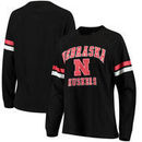 Nebraska Cornhuskers Colosseum Huddle Up II Striped Long Sleeve T-Shirt - Black
