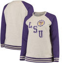 LSU Tigers Pressbox Women's Plus Size Sundown Vintage Pullover Hoodie - Cream/Purple