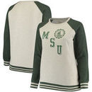 Michigan State Spartans Pressbox Women's Plus Size Sundown Vintage Pullover Hoodie - Cream/Green