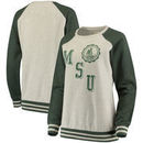 Michigan State Spartans Pressbox Women's Sundown Vintage Pullover Sweatshirt - Cream/Green
