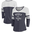 Atlanta Braves Fanatics Branded Women's Personalized Base Runner Tri-Blend Three-Quarter Sleeve T-Shirt - Navy
