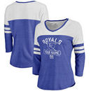 Kansas City Royals Fanatics Branded Women's Personalized Base Runner Tri-Blend Three-Quarter Sleeve T-Shirt - Royal